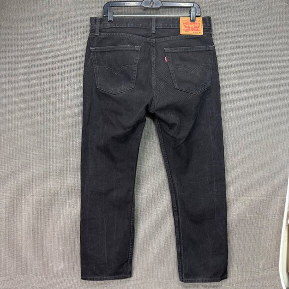 Levis 505 Mens Black Denim Jeans W34 L30 Straight Fit - Picture 2 of 9